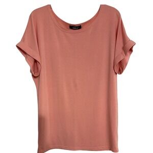 Aifer Casual Pink Top Dolman Short Sleeve Round Neck Relaxed Fit T-Shirt Large